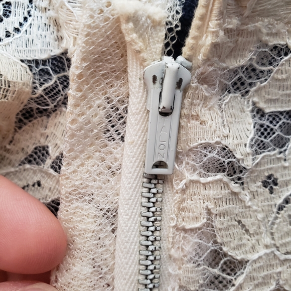 William Cahill Vintage 50s Ivory Lace Short Sleeve Tea Length Midi Wedding Dress - Picture 8 of 12